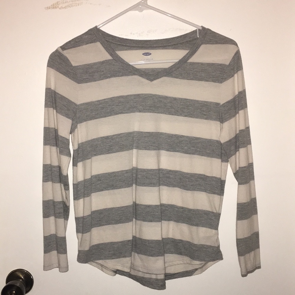 Old Navy White and Gray striped long tee